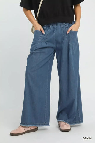 Umgee Stone Washed Wide Leg Pants - Glamourous Grace