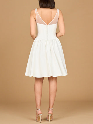 Illusion Neck Bridal Midi Dress - Glamourous Grace