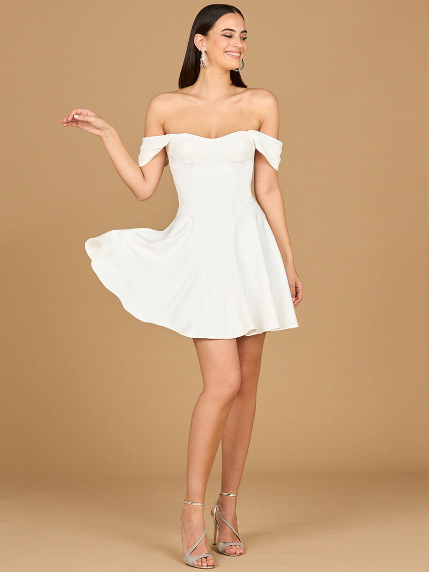 Off Shoulder, A-line Bridal Short Dress - Glamourous Grace