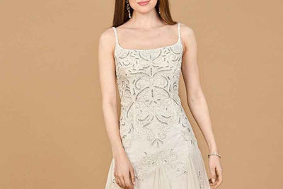 Beaded Mini Wedding Dress with Godets | Lara 51211 - Glamourous Grace