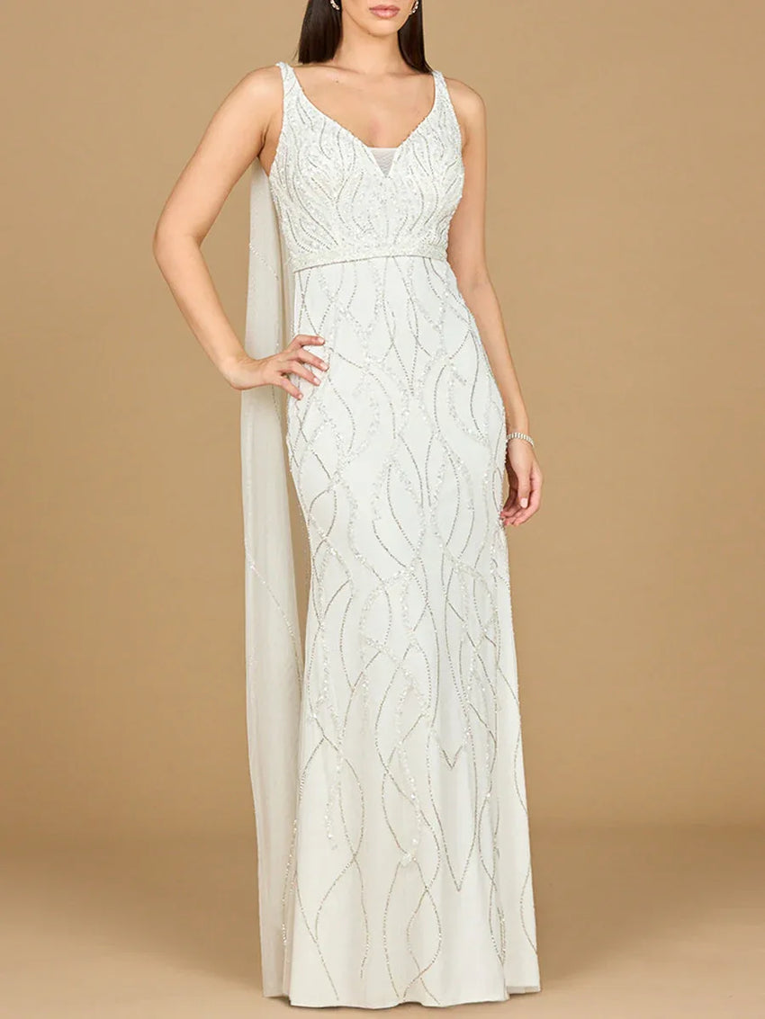 Lara 51214 - Beaded Wedding Gown with Cape - Glamourous Grace