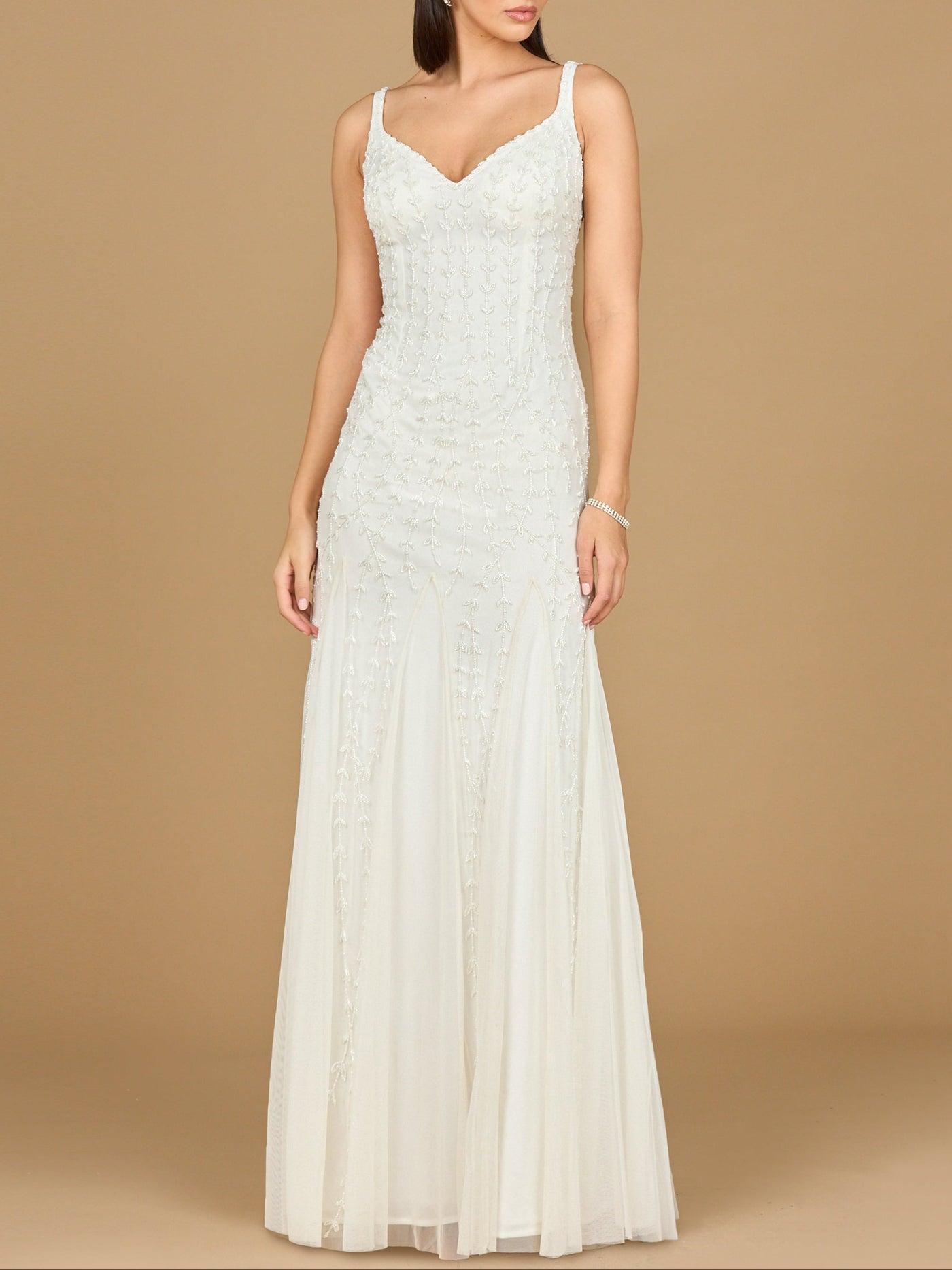 Lara 51217 -Beaded Bridal Gown with Godets - Glamourous Grace