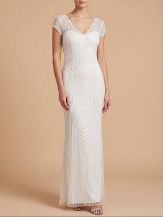 Lara Beaded Cap Sleeve Sheath Gown | 51225
