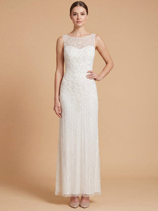 Lara Beaded Illusion Neckline Maxi Length Dress | 51227