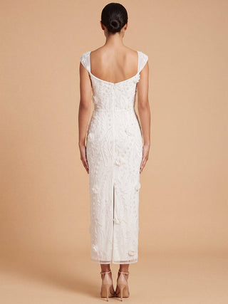 Lara Beaded Midi Dress with 3-D Florals | 51232