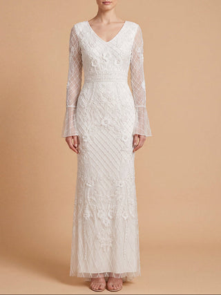 Bridal Long Sleeve Beaded Gown | 51239
