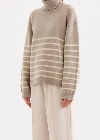 Venus Turtleneck Knit Mink Stripe