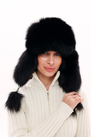 Genuine Polar Fox Fur Genuine Leather Hat