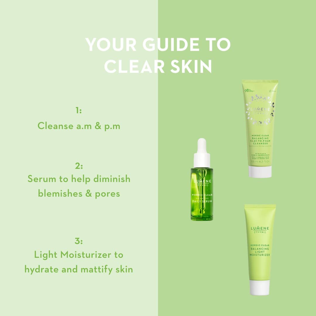Lumene Sebum Balancing Clay-Based Foaming Facial Cleanser for Oily & Blemished Skin - Paraben-Free, pH Balanced - 4.23 fl oz - Glamourous Grace