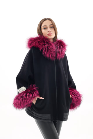 Saga®Furs Silver Fox Cashmere Blend Coat