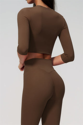 The Natalia Half-Sleeve Top Capri Leggings 2-Piece Set