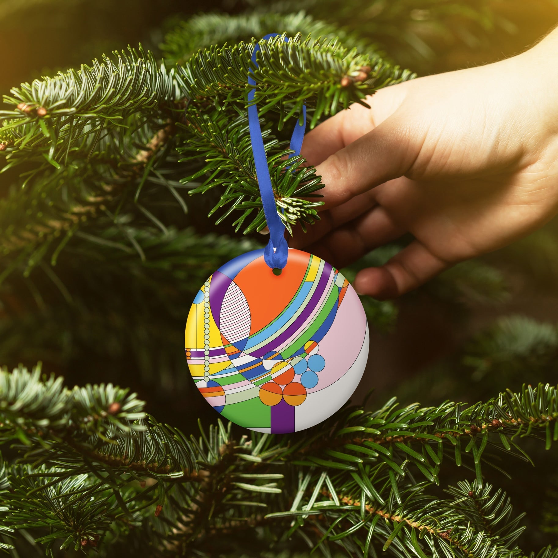 Frank Lloyd Wright March Balloons Porcelain Keepsake Ornament – Flat Ceramic, Gift-Ready