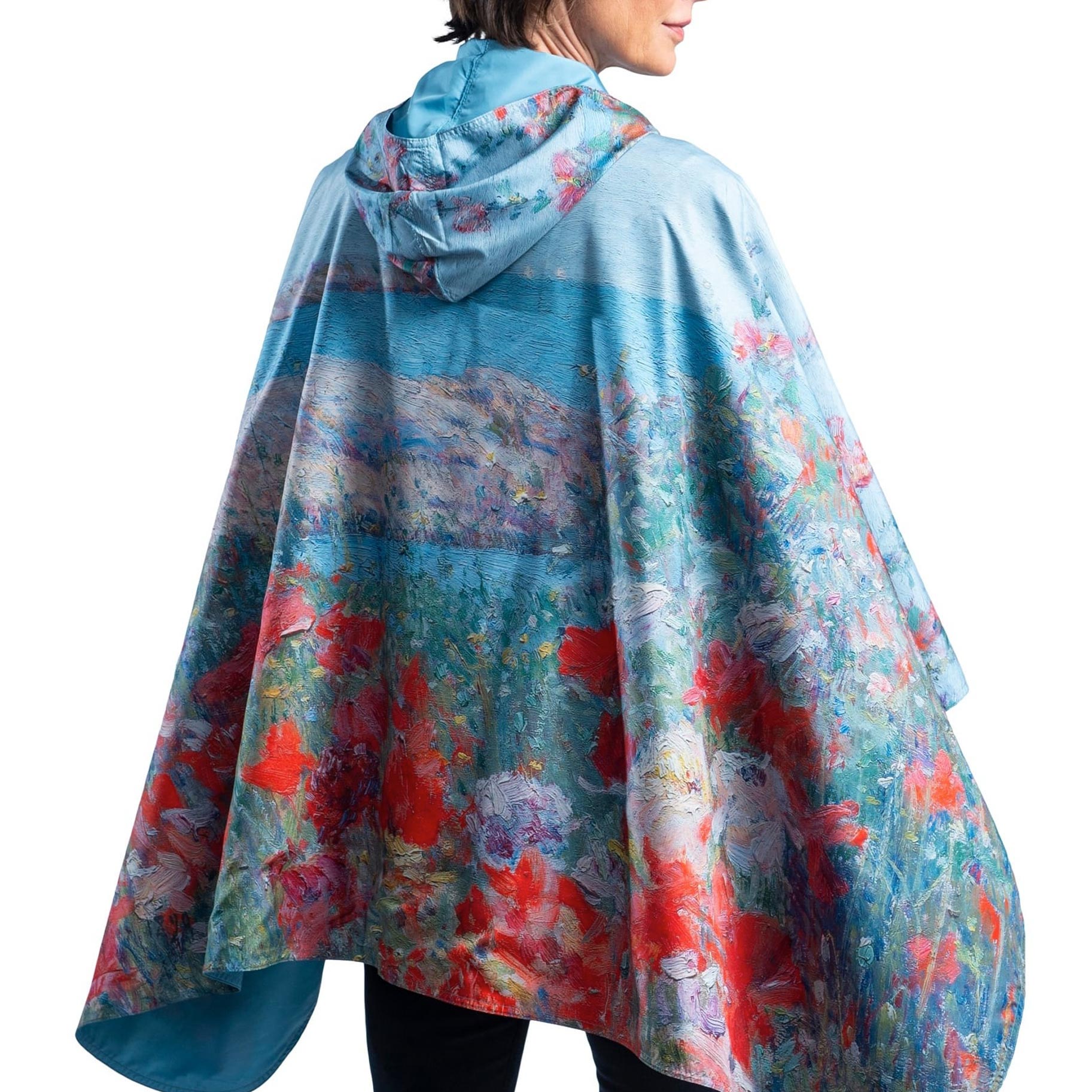 Hassam "Celia's Garden" Reversible Rain Cape Poncho – Lightweight Hooded Wrap for Women