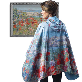 Hassam "Celia's Garden" Reversible Rain Cape Poncho – Lightweight Hooded Wrap for Women