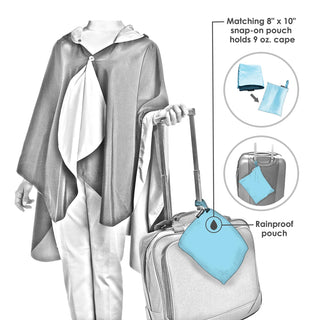 Hassam "Celia's Garden" Reversible Rain Cape Poncho – Lightweight Hooded Wrap for Women