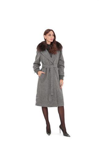 Carolina Genuine Polar Fox Wool Coat