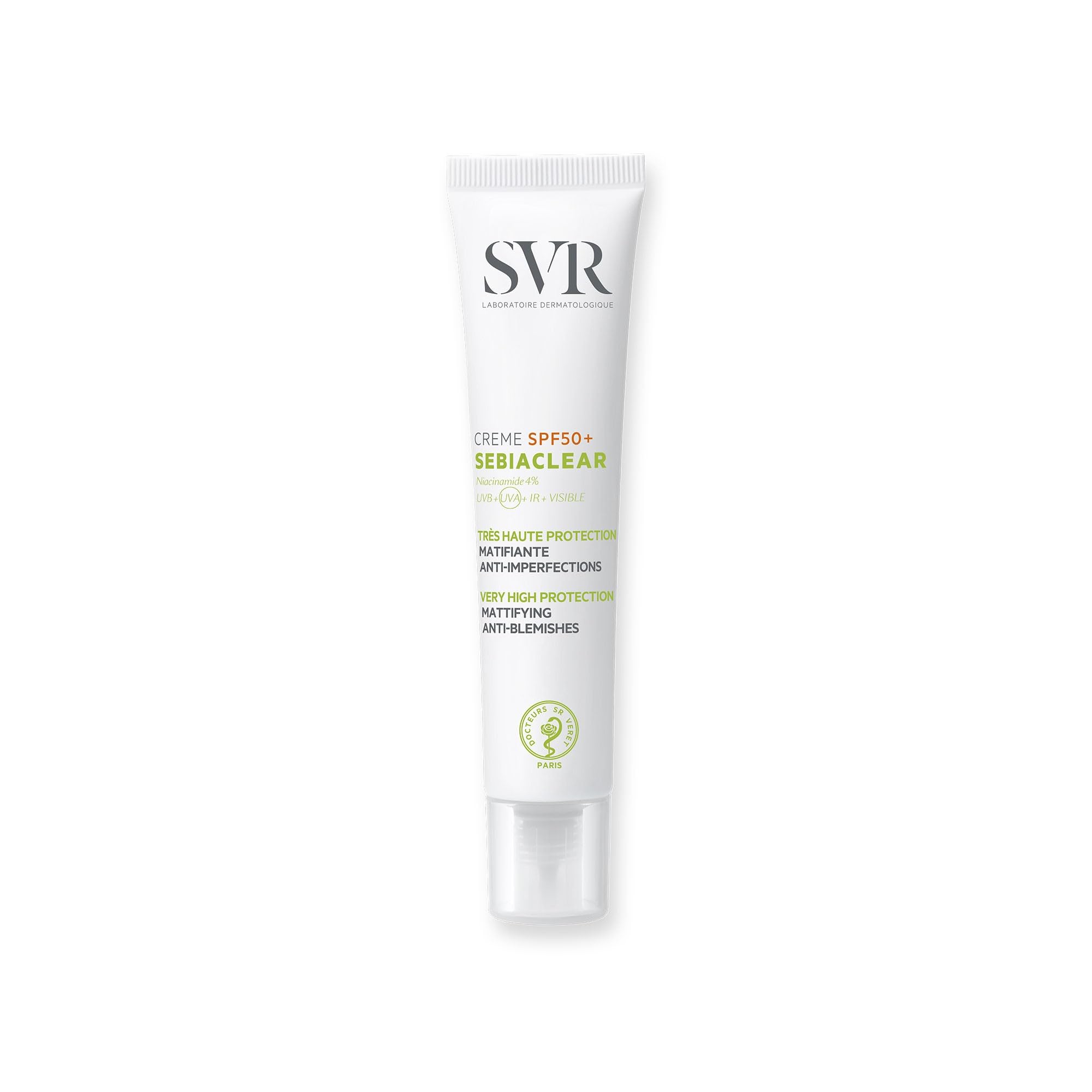 SVR Sebiaclear Krem SPF50+ Sunscreen Cream for Acne-Prone Skin - Matte Finish, Hydrating, 1.35 fl oz - Glamourous Grace