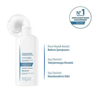 Ducray Squanorm Dry Dandruff Treatment Shampoo - Anti-Dandruff, Moisturizing, 6.76 fl oz