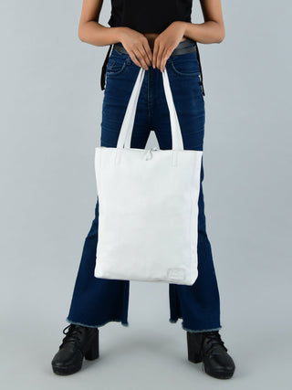 White Leather Shoulder Tote Bag - Glamourous Grace