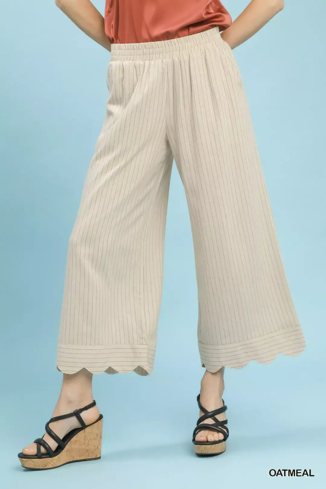 Umgee Pinstripe Wide Leg Pants - Glamourous Grace