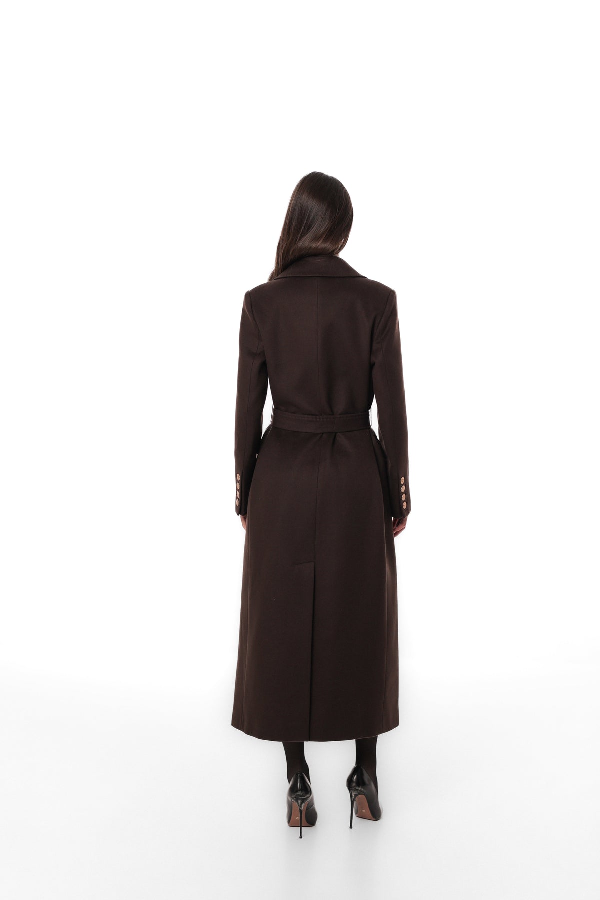 Ellis Tailored Cashmere Wool Coat in Chocolate