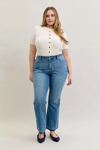 Judy Blue Mid Rise Tummy Control Release Hem Bootcut Jeans