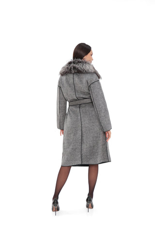 Genuine Silver Fox Virgin Wool Coat