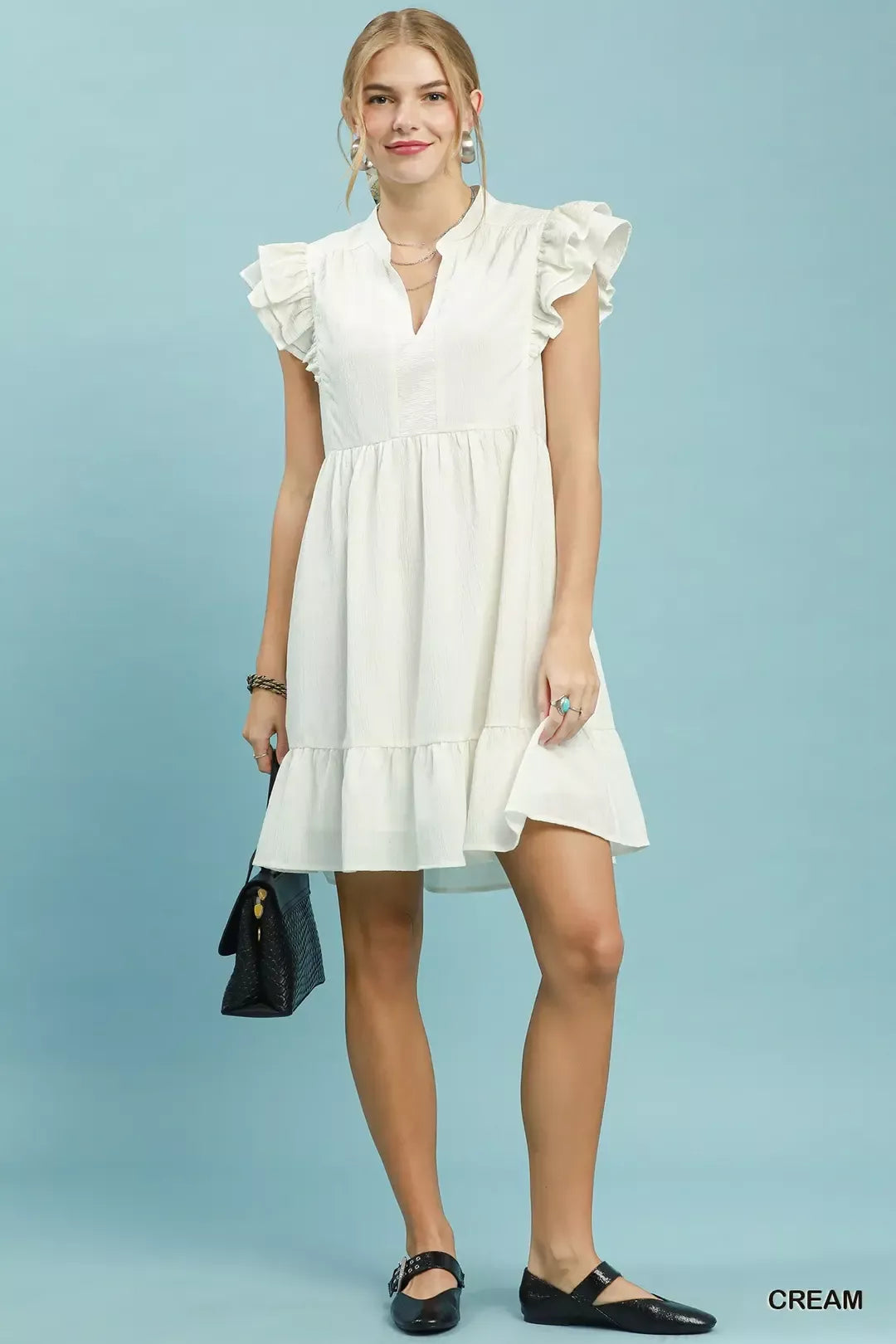 Umgee Ruffle Sleeve Babydoll Dress - Glamourous Grace