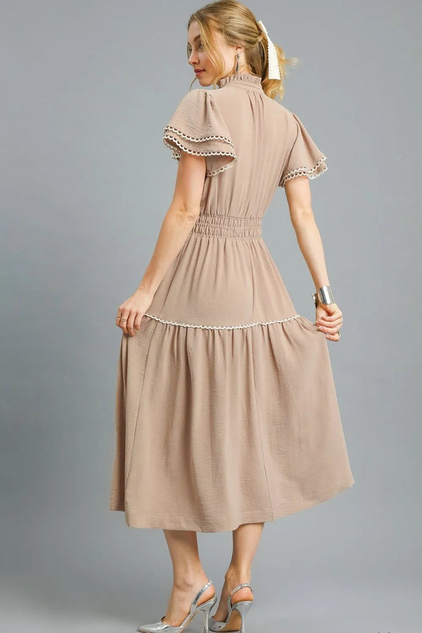 Umgee Tiered Flutter Sleeve Midi Dress - Glamourous Grace