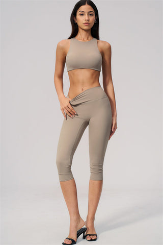 The Twirl Open Back Sports Bra Capri Leggings 2-Piece Set