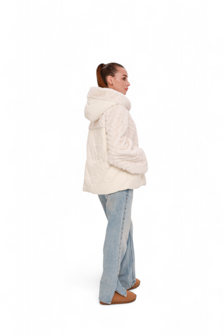 Montana Eco-Fur Down Fill Coat in Ivory