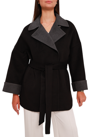 Sandro Cashmere Blend Overcoat in Black
