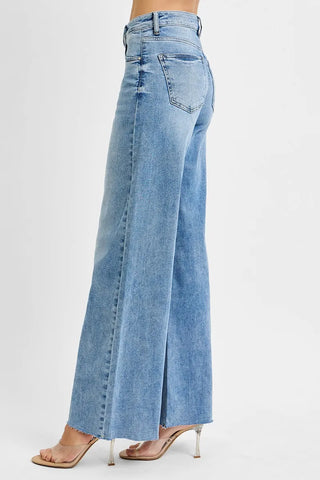 RISEN Tummy Control High Rise Ankle Palazzo Jeans
