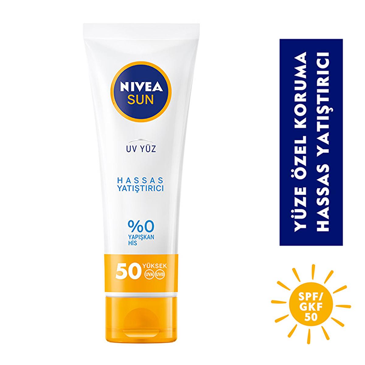 Nivea Sun SPF 50 Facial Sunscreen: High Protection, Moisturizing, Non-Greasy - Sensitive Skin Formula, UVA/UVB Defense - 1.69 fl oz - Glamourous Grace