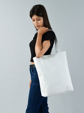 White Leather Shoulder Tote Bag - Glamourous Grace