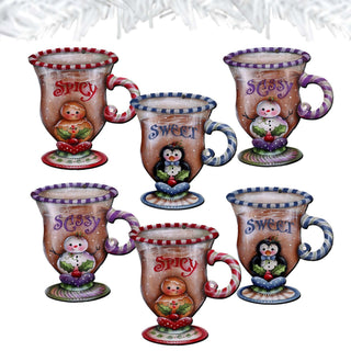 Sweet and Spicy Season Clip-On Eco Wood Decorative Ornaments Set of 6 by Jamie Mills-Price - Christmas Decor - 8090053C-MP-S6