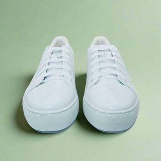 Michaela V Amare Women's White Italian Leather Sneakers