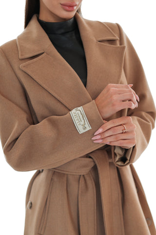 Aria Cashmere Blend Coat in Camel