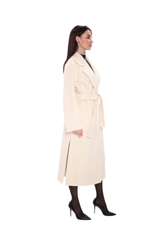 Premium 100% Australian Merino Wool Coat in Marshmallow