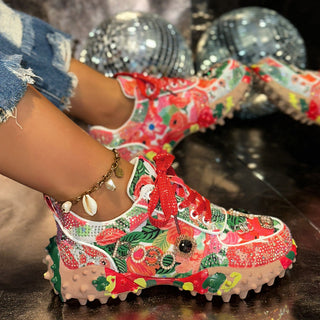 Women's Rhinestone Durian Casual Sneakers