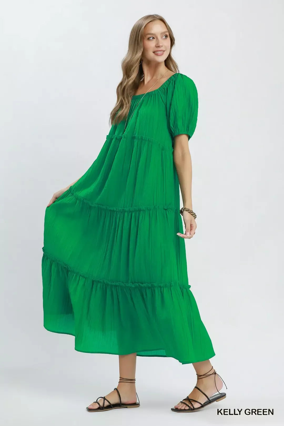 Umgee Textured Tiered Midi Dress - Glamourous Grace