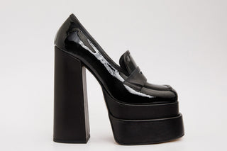 The Latino Black Leather Platform Heel Pump Women Shoe Final Sale! - Glamourous Grace