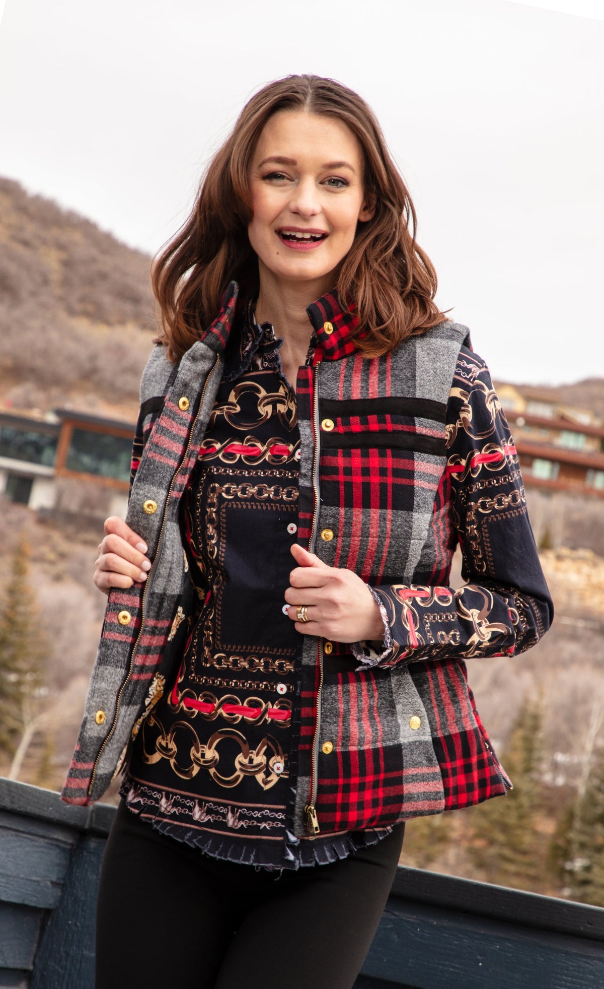 Rosey Vest Grey Plaid Flannel - Glamourous Grace