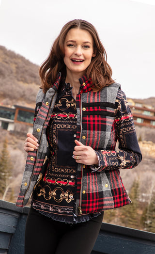 Rosey Vest Grey Plaid Flannel - Glamourous Grace