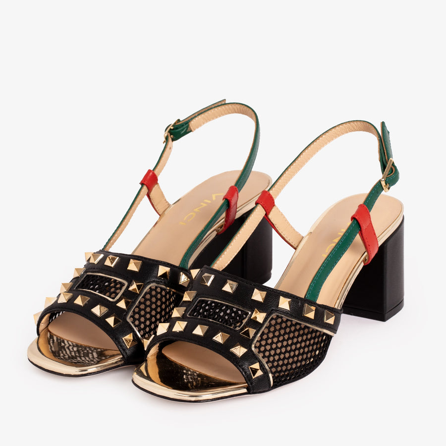 The Linea Black Leather Women Slingback Sandal - Glamourous Grace