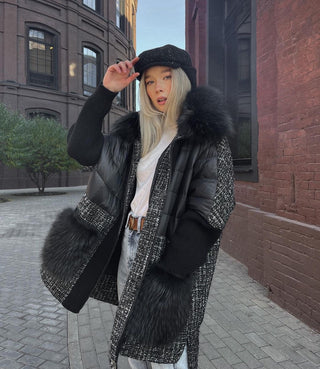 Lame Genuine Fox Fur Down Coat