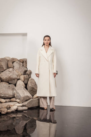 Premium 100% Australian Merino Wool Coat in Marshmallow