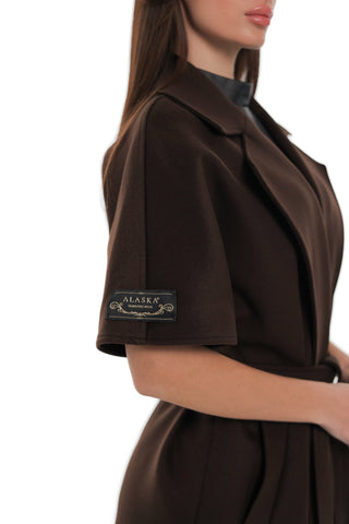 Evelyn Structured Short-Sleeve Coat in Chocolate