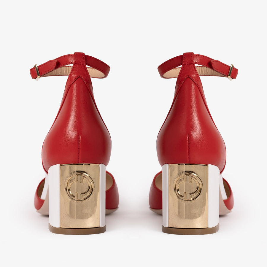 The Noella Red Leather Women Sandal - Glamourous Grace