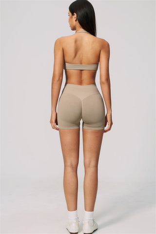 The Velvetine Halter Sports Bra Shorts 2-Piece Set